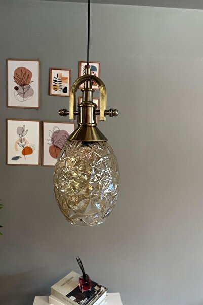 Bamyum Veltro Cam Bal Rengi Tekli Avize Gemici Eskitme Başlık Retro Sarkıt Lamba Salon Aydınlatma