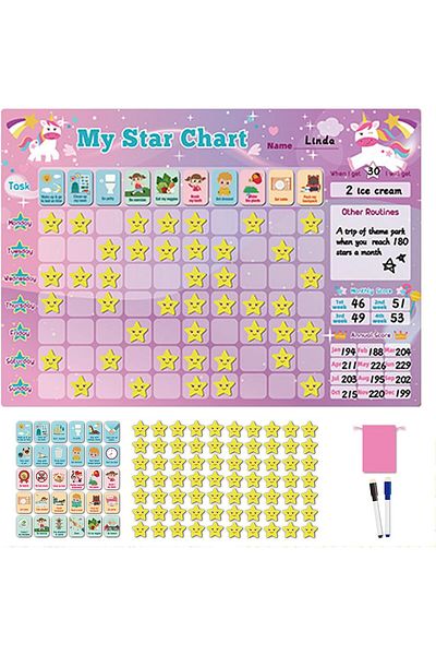 COOYA Kids Magnetic Reward Chart,Daily Routine Responsibility Training,Dry Erasable,for Wall/Refrigerator
