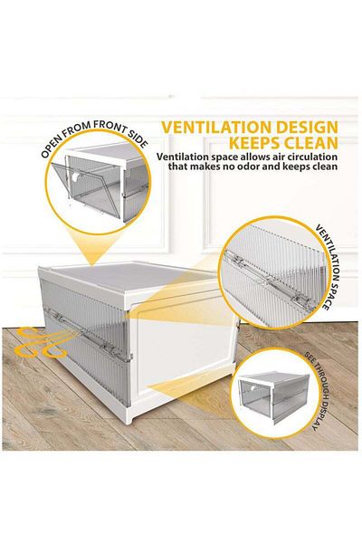 COOYA 5-layer foldable shoe box,sturdy and durable,with transparent door,space saving,stackable,white