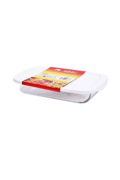 mijotex Rectangular tray with transparent/white lid 34.5x21x5.1 cm 1.6 L