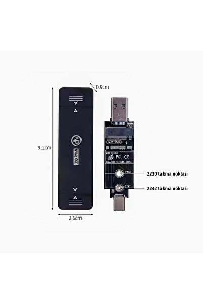 NPO Dk01 Usb-a/type-c 22x42 M.2 Nvme Taşınabilir Harici Ssd Için Boş Kutu