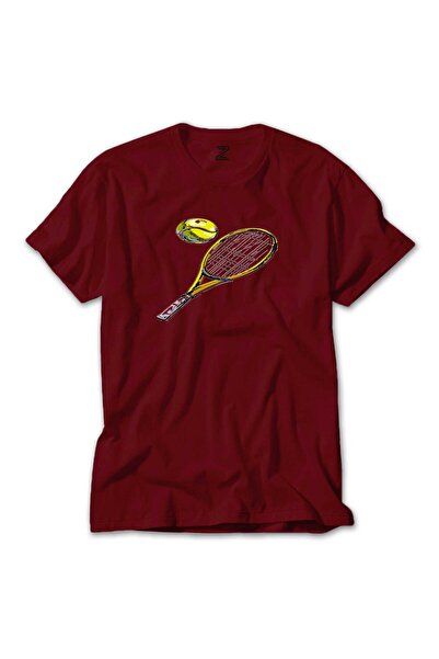 WAKHA Tricou clasic colorat cu rachete de tenis, culoare roșie, mărimea 5XL