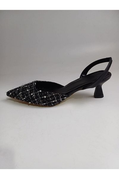 Gökhan Talay Addison Black Patterned Fabric Low Heeled (4 cm) Classic Heeled Shoes