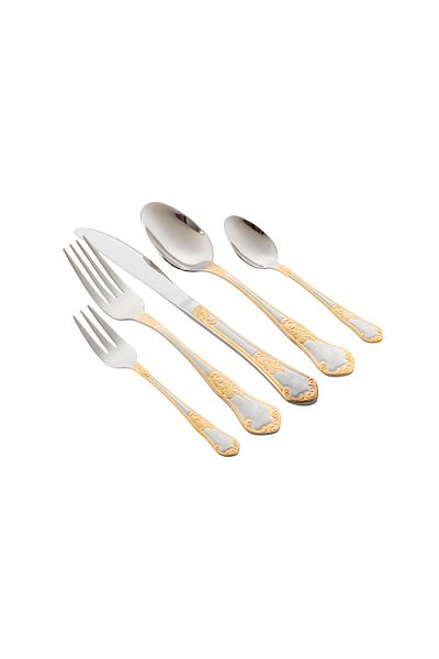 casa rosa Stanless Steel Spoon Set With Wooden Case 72 pieces With Gilded Engraving