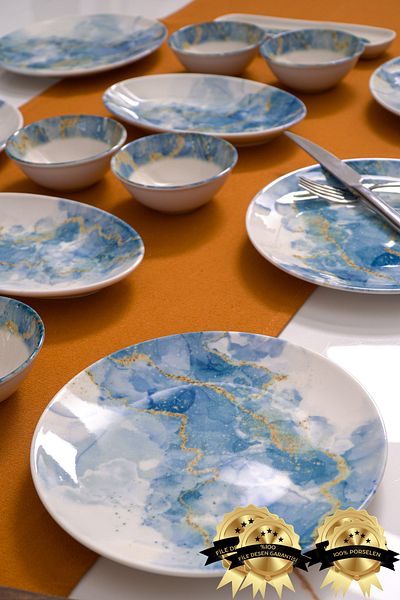 Heda Porselen Bulut 16 Piece Porcelain Breakfast Set for 6 People