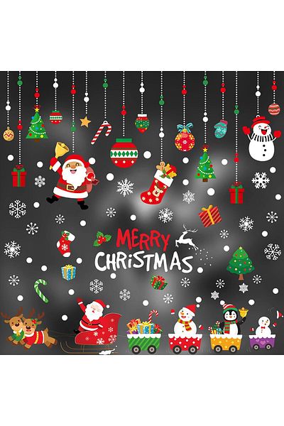 COOYA Arabest Christmas Window Clings, Xmas Decals Decorations Holiday, Christmas Tree Snowflake Santa