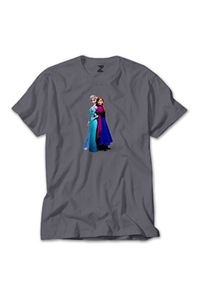 CrowsGate Tricou gri Frozen cu Elsa și Anna
