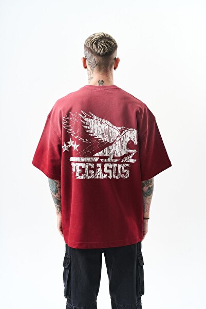 Respire Ανδρικό μπλουζάκι Pegasus με στάμπα Oversize Χρώμα Claret Red