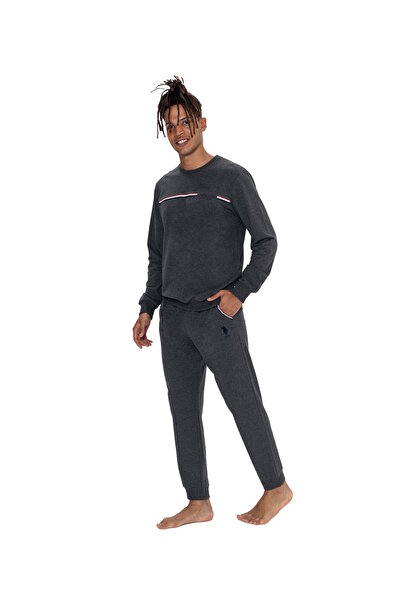 U.S. Polo Assn. U.S. Polo Assn. Erkek Antrasit Paça Çeyizlik Kutulu Pijama Takımı - SELKR18S92K1C