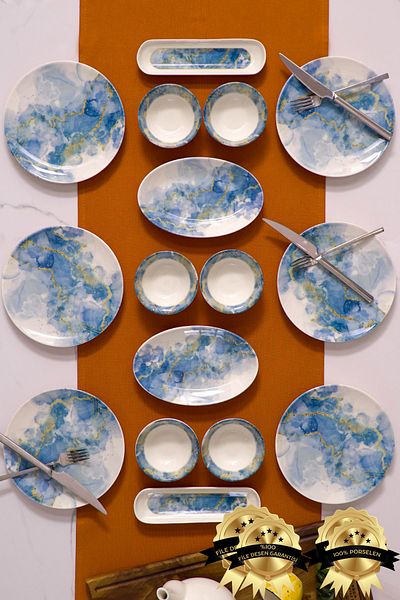 Heda Porselen Bulut 16 Piece Porcelain Breakfast Set for 6 People