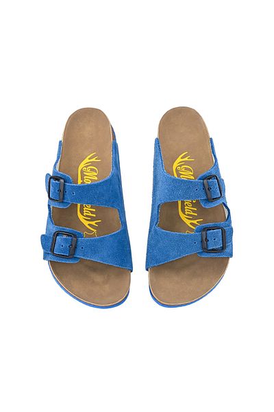 Moosefield Genuine Leather Unisex Blue Suede Slippers