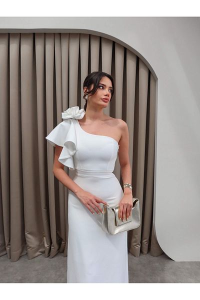 ESRAHELVACI Φόρεμα One Shoulder Rose Brooch