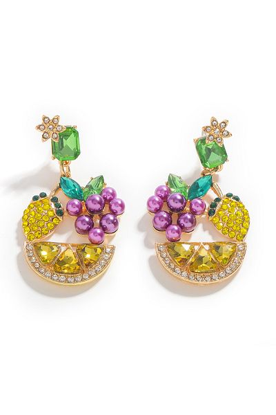 Choice Style 3 Best Lady Fashion Bling Rhinestone Lemon Dangle Earrings Summer Vacation Beach Fresh Fruit C