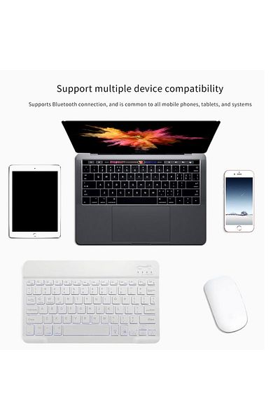 FlashHawk Wireless Bluetooth Keyboard for Mac/IOS, Android and Windows Tablet White