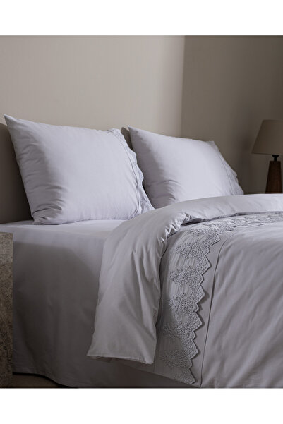 Madame Coco Modena Çift Kişilik %100 Pamuk Brodeli Nevresim Takımı - Gri