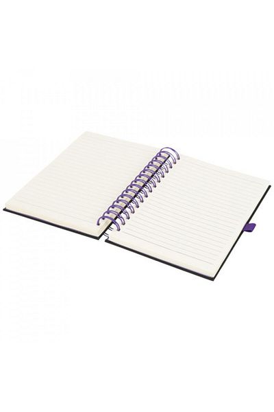 PAPER Wiro Journal spiral bound notebook, thick eco-leather covers, A5, 160 sheets, Purple