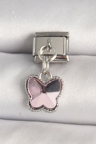 NEZADE STORE 316L Steel Silver Color Butterfly Model Nomination Charm -
