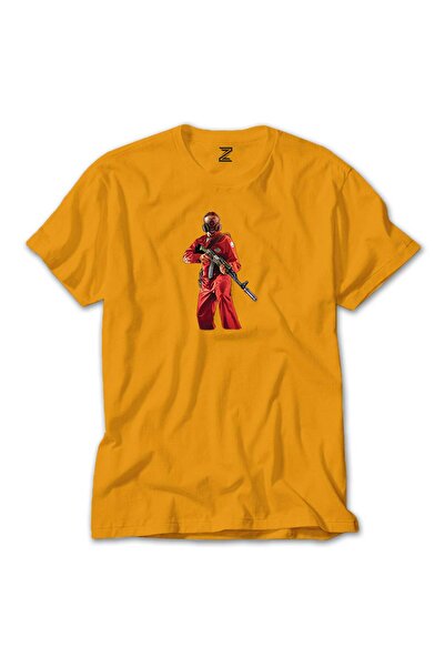CrowsGate Tricou colorat GTA Robber In Red Suit Man, culoare galbenă, mărimea...