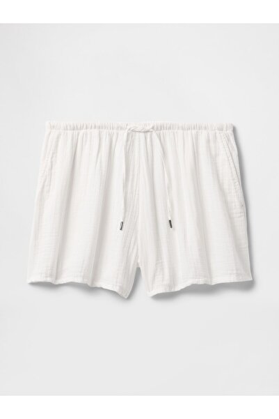 GAP Kadın Kırık Beyaz Crinkle Gauze Easy Şort