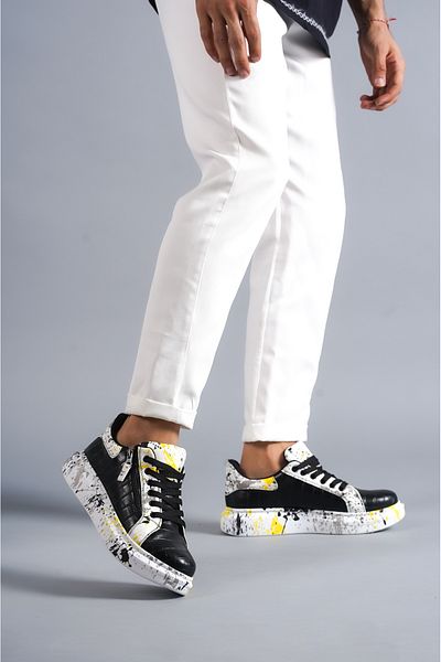 EBRUS TREND Et-Kb02 Crocodile Black Yellow Men's Shoes