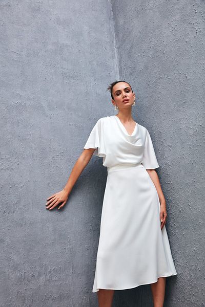 Sateen Μίντι Σατέν Φούστα ECRU
