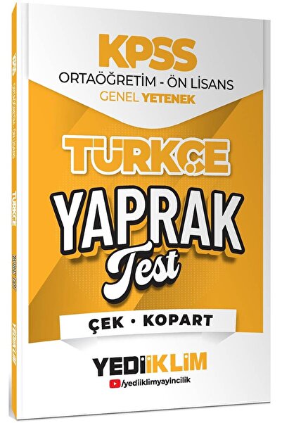 Yediiklim Yayınları 2026 Kpss Ortaöğretim Ön Lisans Türkçe Çek Kopart Yaprak Test
