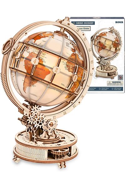 ROKR Luminous Globe - Wooden 3D Puzzles with LED Light