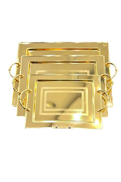 aljahwari 3-piece golden serving tray set