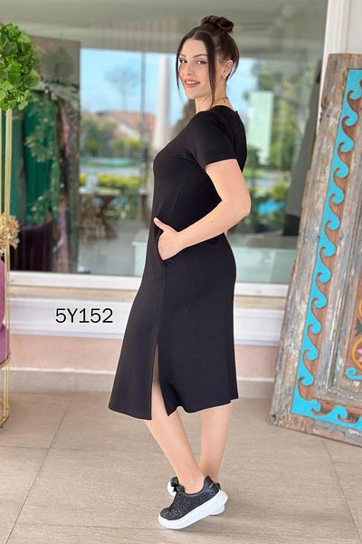 İnce Topuk V-Neck Striped Crystal Dress 5Y152