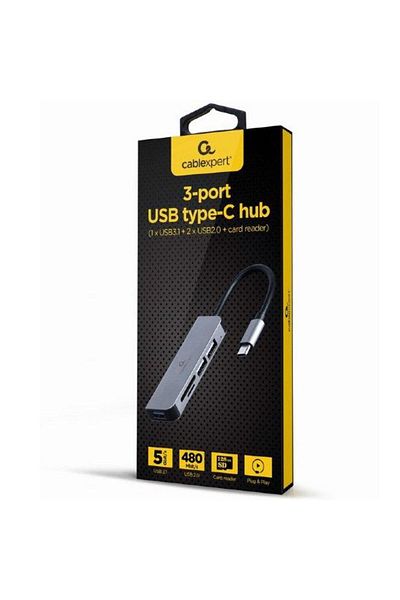 Gembird GEMBIRD USB HUB UHB-CM-CRU3P1U2P2-01, USB Type-C, SD / MicroSD support, Silver