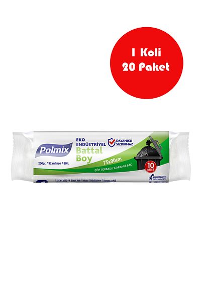 RNL04 Polmix 20 Pieces Eco Industrial Oversize Size 75 X 90 cm Garbage Bags - P301