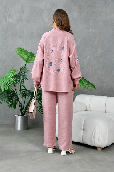 Miss Allos Sequin Embroidered Women's Kimono and Caftan Set - Back and Sleeve Detail