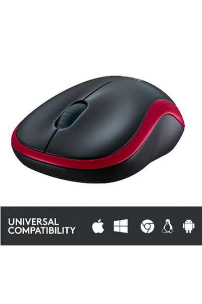 logitech Mouse Optic Wireless Logitech M185, USB, 1000 DPI (Rosu)
