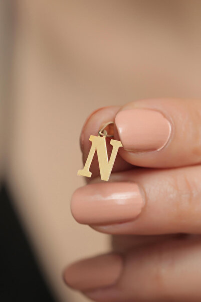 Bayar Gold 14 Ayar Altın İki Boyutlu N Harfli Kolye Ucu