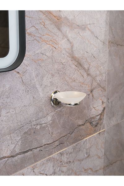 Alper Banyo Θήκη σαπουνιού Chrome - Κόλλα, Πλαστική πλάκα, Σταματήστε να τρυπάτε είτε με κόλλα είτε με τοποθέτηση