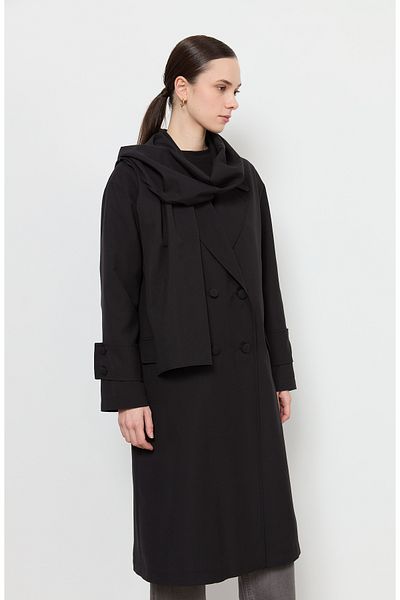 Fatma Atasoy Oversize Black Scarf Trench Coat
