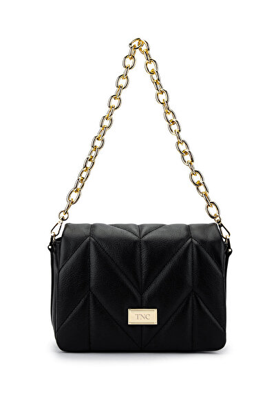 Tamer Tanca Kadın Hakiki Deri Siyah Deri Omuz Çanta
