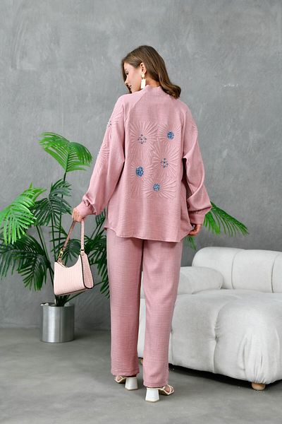 Miss Allos Sequin Embroidered Women's Kimono and Caftan Set - Back and Sleeve Detail