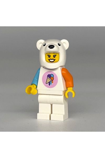 LEGO زي Moc City Town Minifigure زي صانع الآيس كريم أنثى الدب القطبي