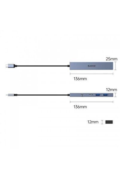 Orico Κόμβος USB Orico DHY-2U2C, 4x USB 3.2 Gen 2 (Gri)
