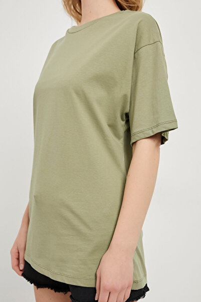 Arma Life Women's Short Sleeve Crew Neck Basic Green T-Shirt