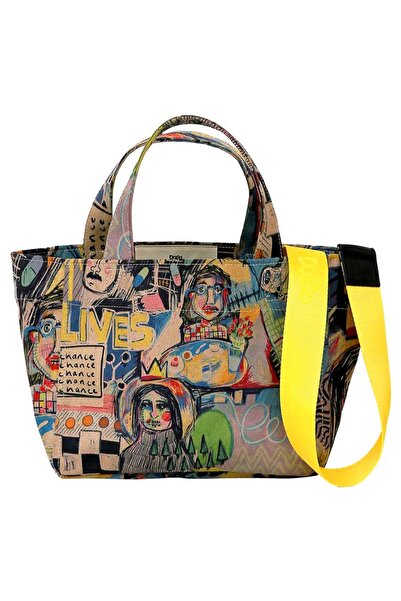 Dogo Kadın Vegan Deri Çok Renkli Medium Tote Bag - Live and Save Tasarım