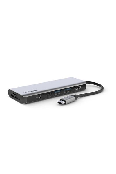 Belkin Hub USB Belkin AVC009btSGY, 2 x USB 3.0, 1 x USB Type-C, 1 x HDMI, Audio Combo, Card SD (Gri)