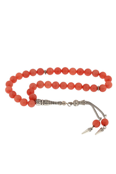 Caseras مسبحة من حجر اليشم الوردي مع شرابات معدنية من الحجر الطبيعي CSR2183570