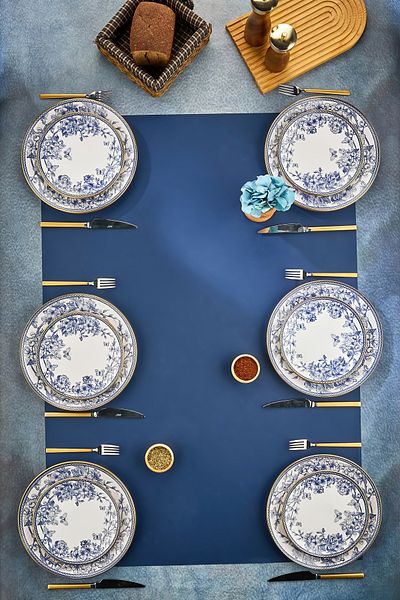 Mabeyn 6-Piece 12-Piece Ceramic Cake and Serving Presentation Plate Set Blue