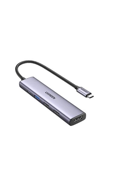 Ugreen Hub USB UGREEN UG-15495, 1X USB 3.0, 2X USB 2.0, 1X HDMI 4K, USB-C 100W PowerDelivery (Gri)