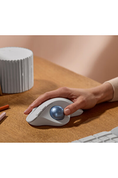 logitech Mouse Logitech ERGO M575S, Wireless Trackball, USB (Alb/Albastru)