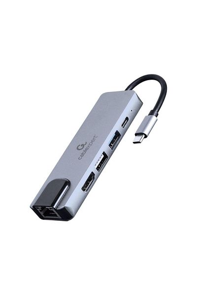 Gembird Adaptor USB tip C 5in1, Gembird, 103x434x12 mm, Gri