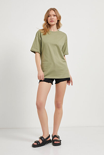 Arma Life Women's Short Sleeve Crew Neck Basic Green T-Shirt