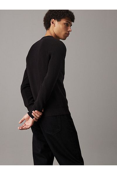 Calvin Klein Men's Regular Fit Cotton Crew Neck Long Sleeve Black Sweater J30J323989-BEH